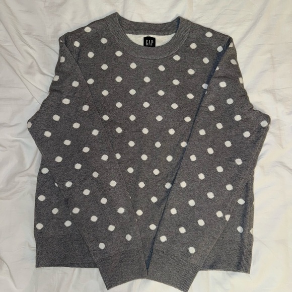 GAP Gray & White Polka Dot Sweater - Picture 1 of 5